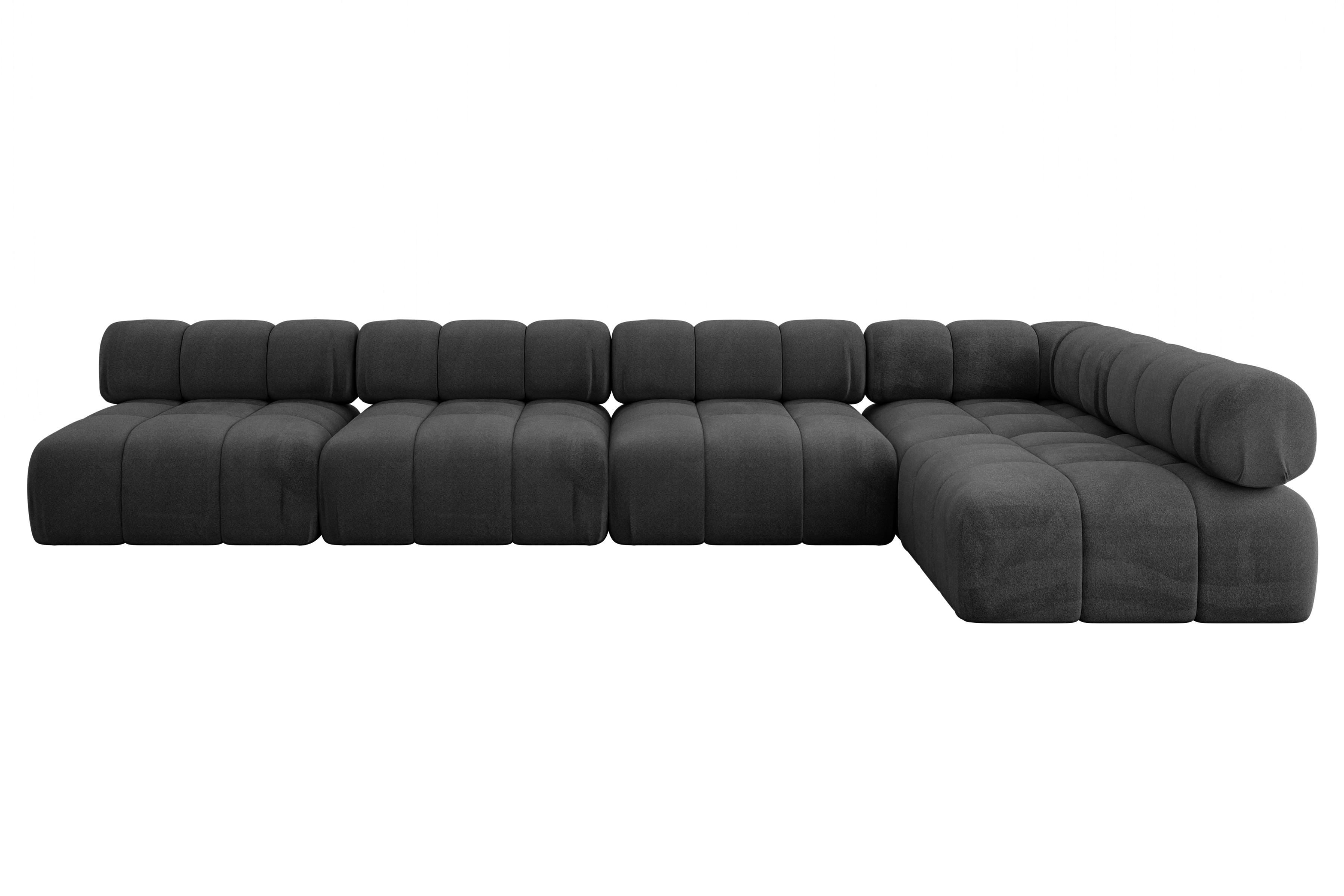 ECKSOFA modulares Sofa Samaro-L3 - 380x190x70 cm Schwarz Velours - Schwarz, Holzwerkstoff/Textil (380/190cm) - ALTDECOR