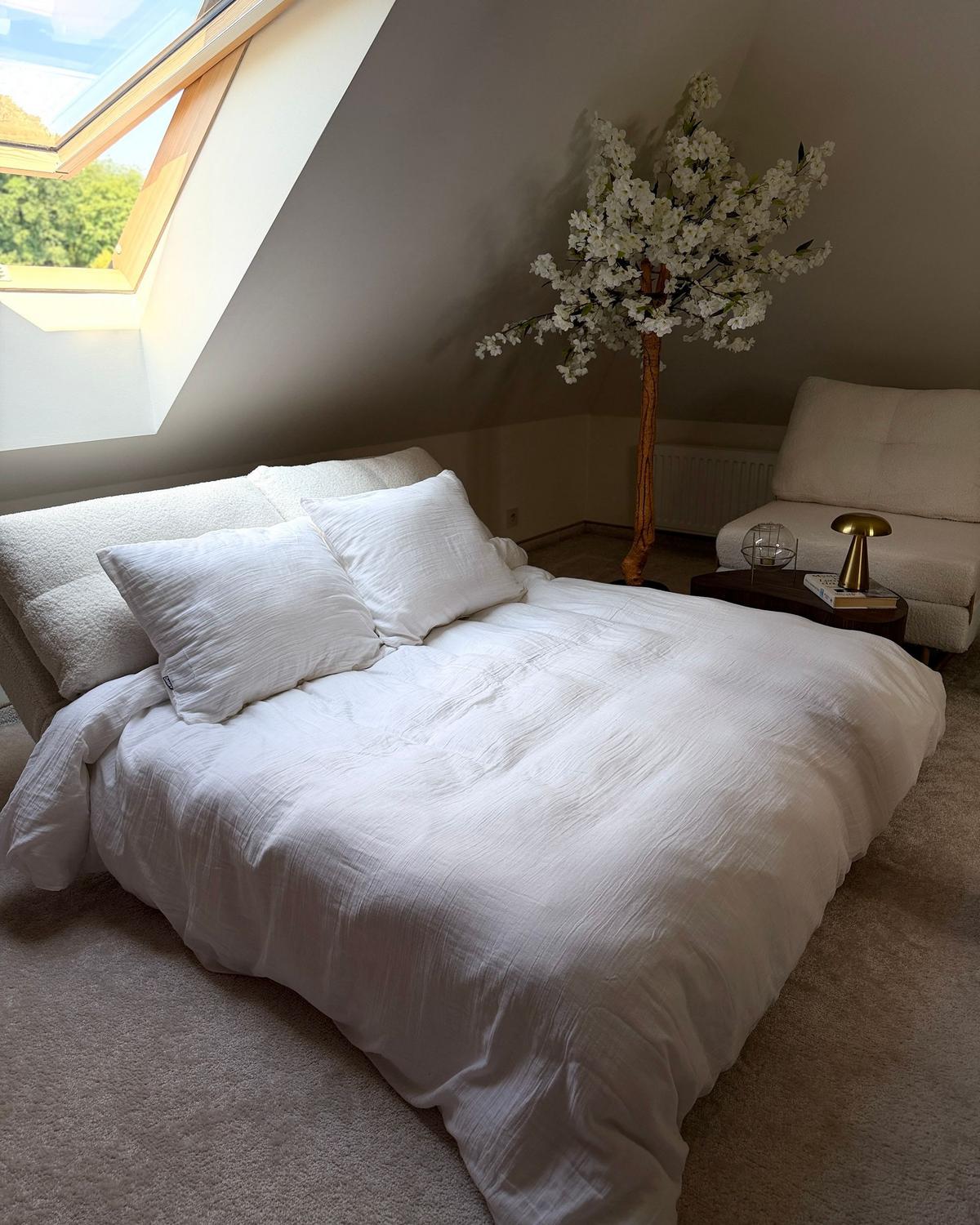 BETTWÄSCHE-SET 200/200 cm Baumwollmusselin Cremeweiß Sumner - Creme, Textil (200/200cm) - Beliani