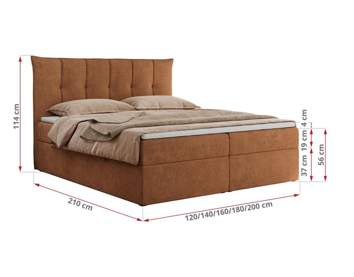 BOXBETT PREMIUM 10 140/200 Orange Struktur - H4 - Orange, Holz/Textil (140/200cm) - MKS