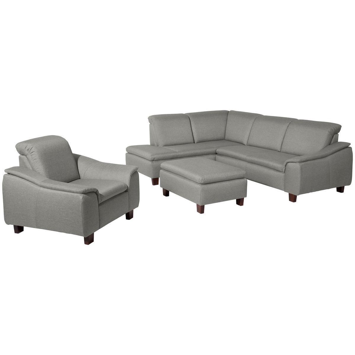 ECKSOFA mit Ottomane links Kaylil Flachgewebe hellgrau - Hellgrau, Kunststoff (187/247cm) - 58aufmkessel