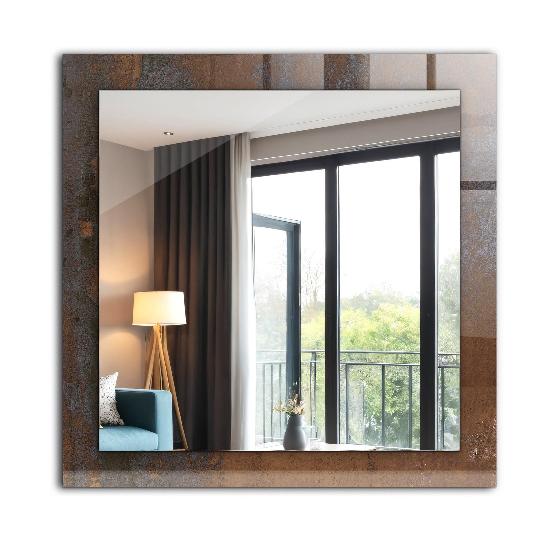 SPIEGEL 60 x 60 cm Rechteckig mit Aufdruck - Rostfarben, Glas (60/60/0.4cm) - TULUP