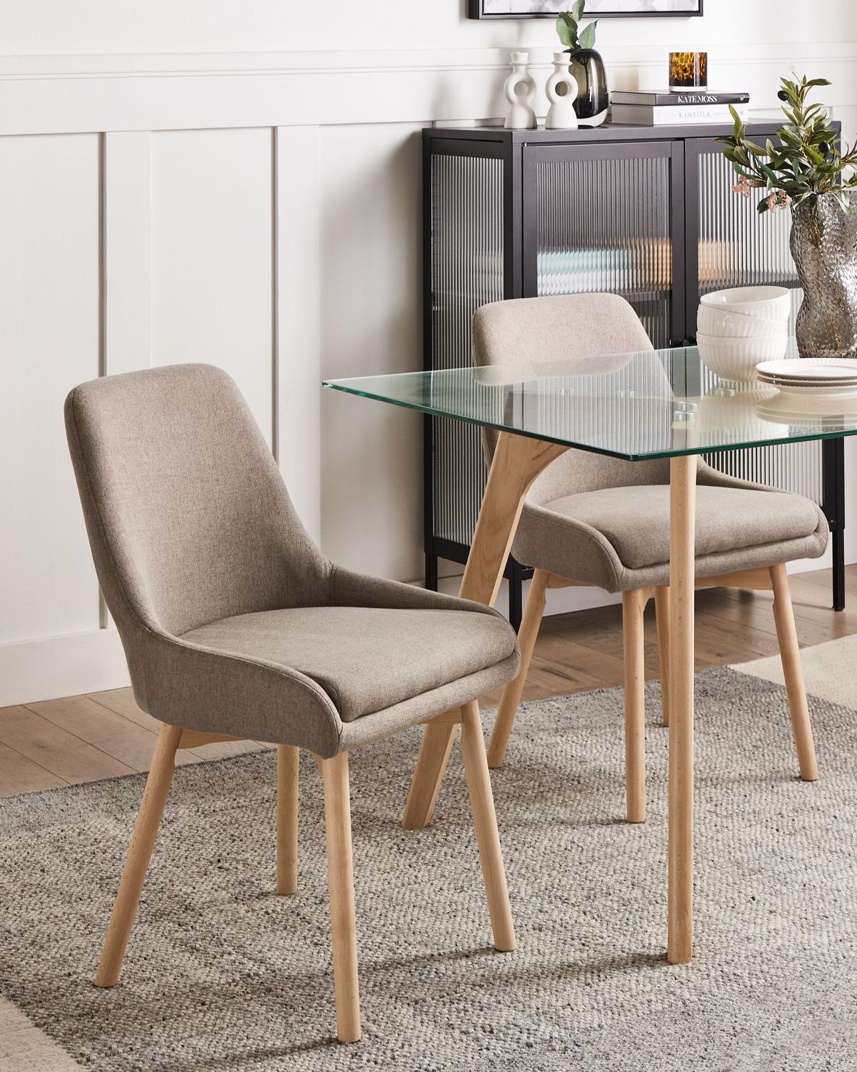 ESSZIMMERSTUHL 2er Set Stoff Braun Melfort - Braun, Holz/Textil (49/82/58cm) - Beliani