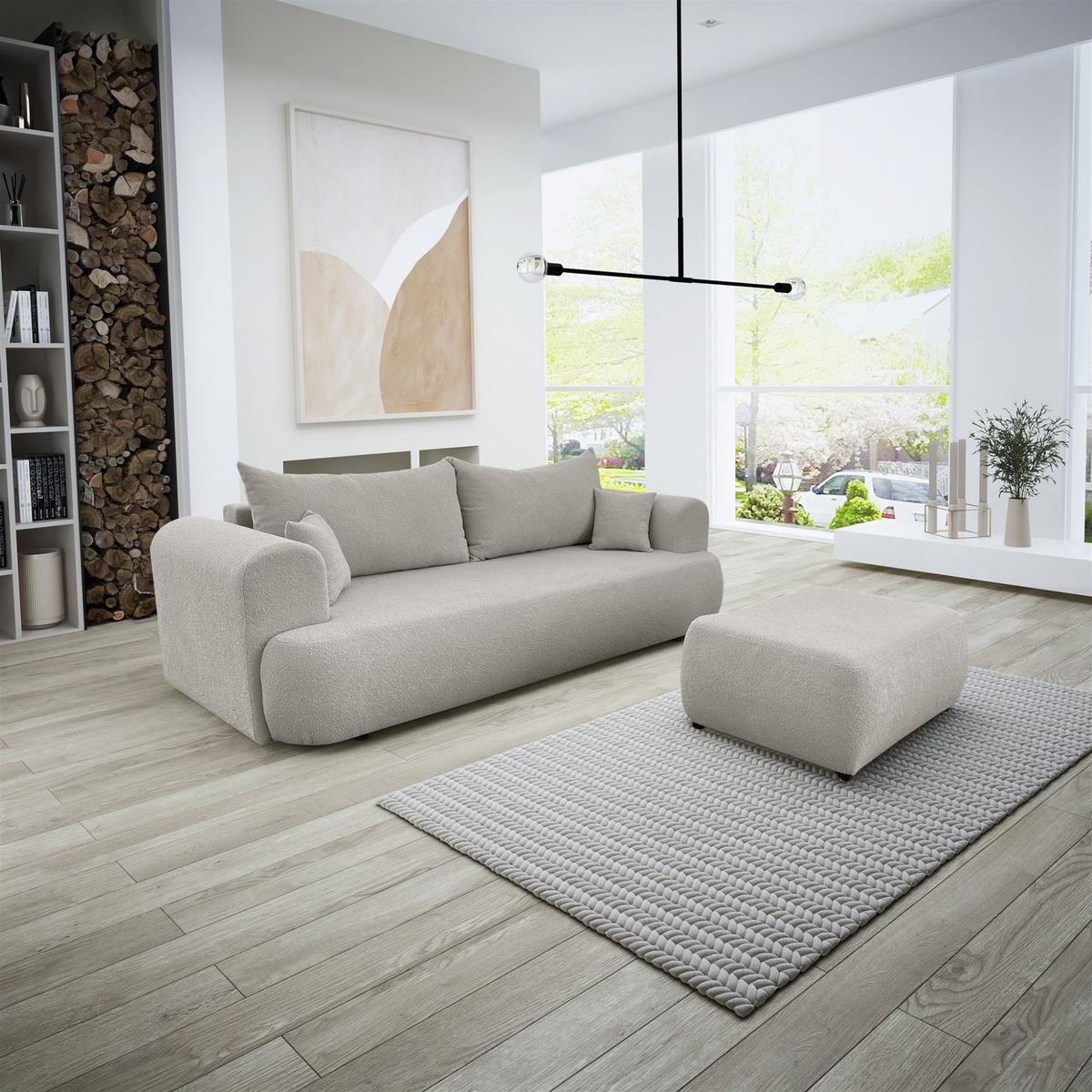 POLSTERHOCKER Anike In Now Or Never - Beige, Holzwerkstoff/Textil (98/42/66cm) - Fun Möbel
