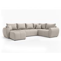 WOHNLANDSCHAFT Malatya U Form MAX Beige 311/145/80 cm mit Schlaffunktion - Beige/Schwarz, Kunststoff/Textil (208/80/303cm) - AX Living