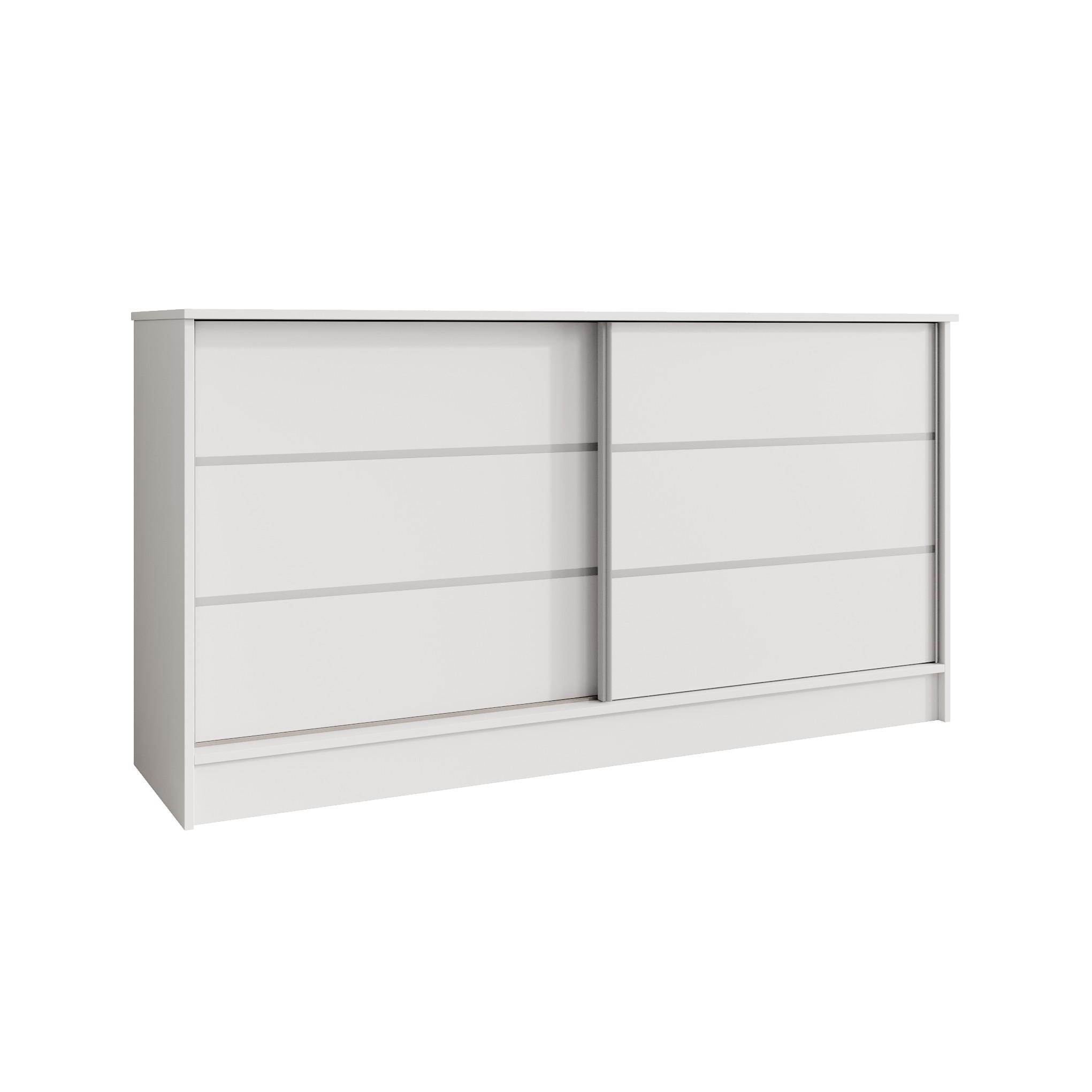 KOMMODE Mirela mit 2 Schiebetüren 160 cm, Weiß - Weiß, Holzwerkstoff (161/85/43.5cm) - Beautysofa