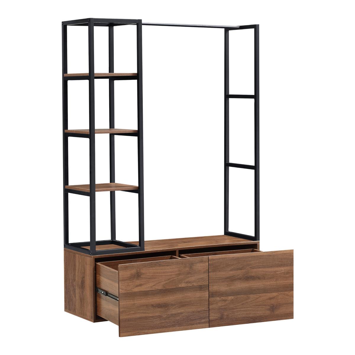 GARDEROBENSTÄNDER Egmating - Walnussfarben/Schwarz, Holzwerkstoff/Metall (120/180/40cm) - [en.casa]