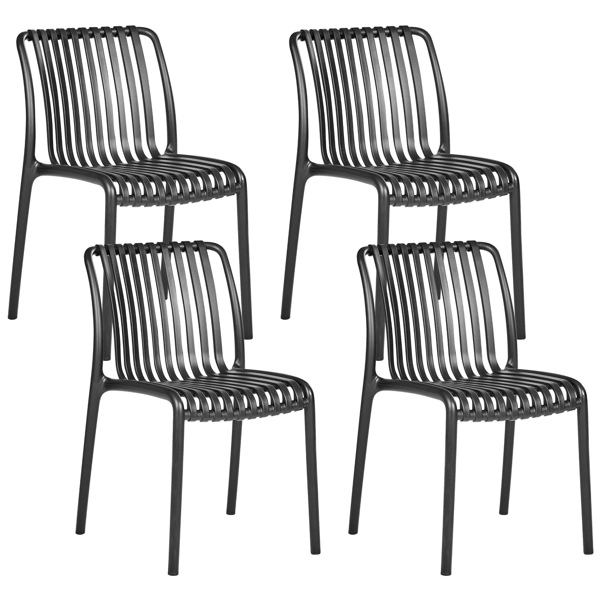 GARTENSTUHL 4er-Set Schwarz Ariccia - Schwarz, Kunststoff (45/78/50cm) - Beliani