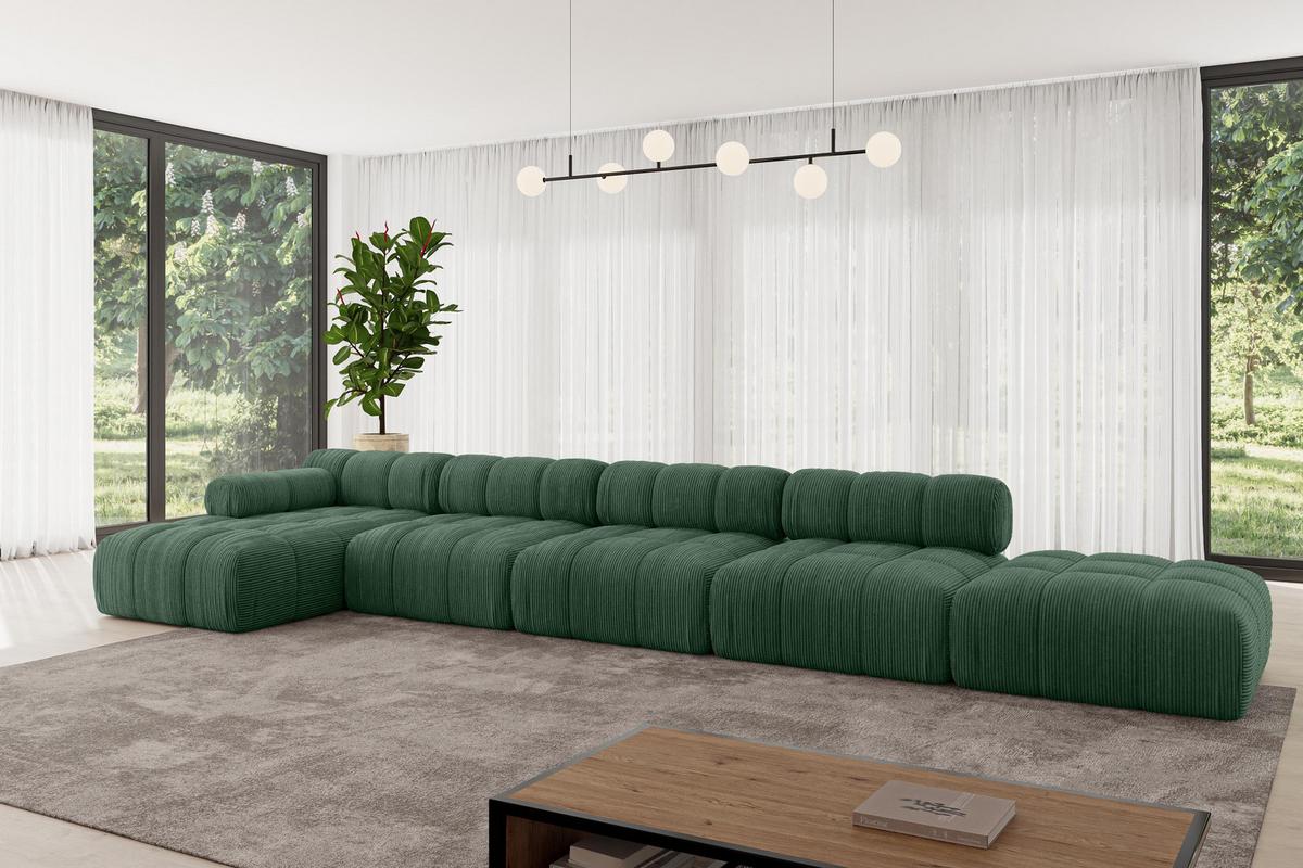 ECKSOFA modulares Sofa Lizur-L3 - 475x160x70 cm Grün Cord - Grün, Holzwerkstoff/Textil (475/160cm) - ALTDECOR