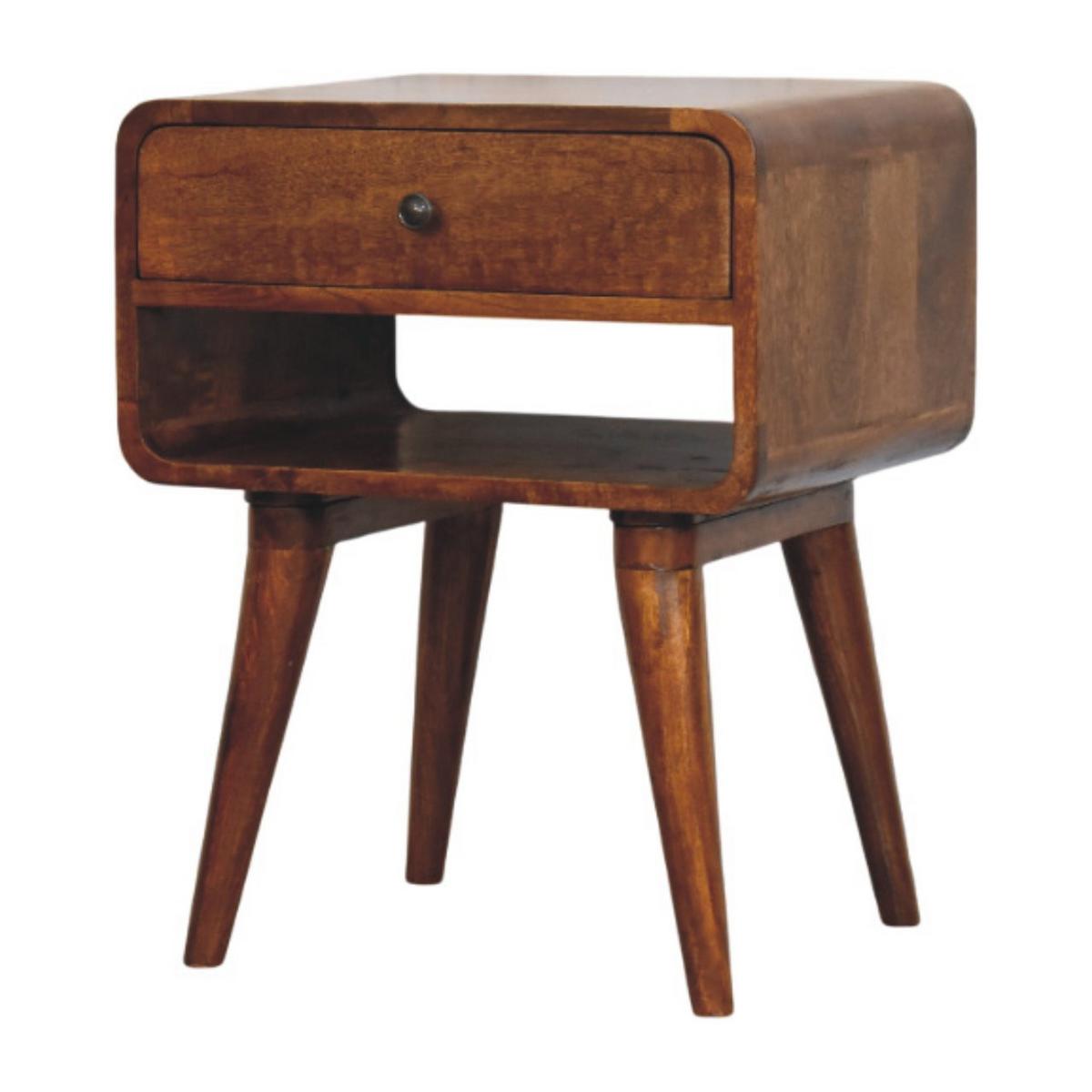 NACHTKASTEN Avora Kastanie, 1 Schublade und Offenes Fach, Dunkelbraun - Dunkelbraun/Messingfarben, Holz/Metall (45/56/35cm) - Artisan Furniture