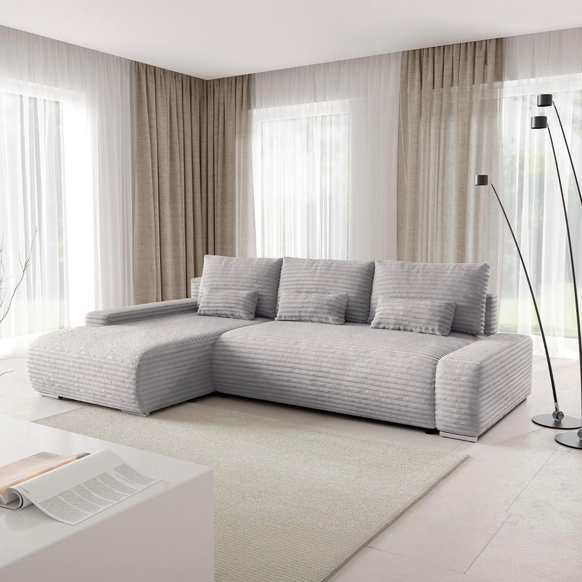 ECKSOFA Ivana 3 Sitzplätze Hellgrau - Hellgrau, Holz (265/172cm) - Petits-meubles
