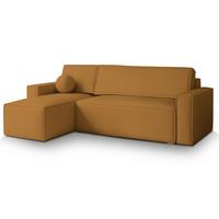 ECKSOFA RAVELO P Gelb Kordstoff mit Schlaffunktion - Gelb/Grau, Holz/Kunststoff (240/140cm) - MASSENO