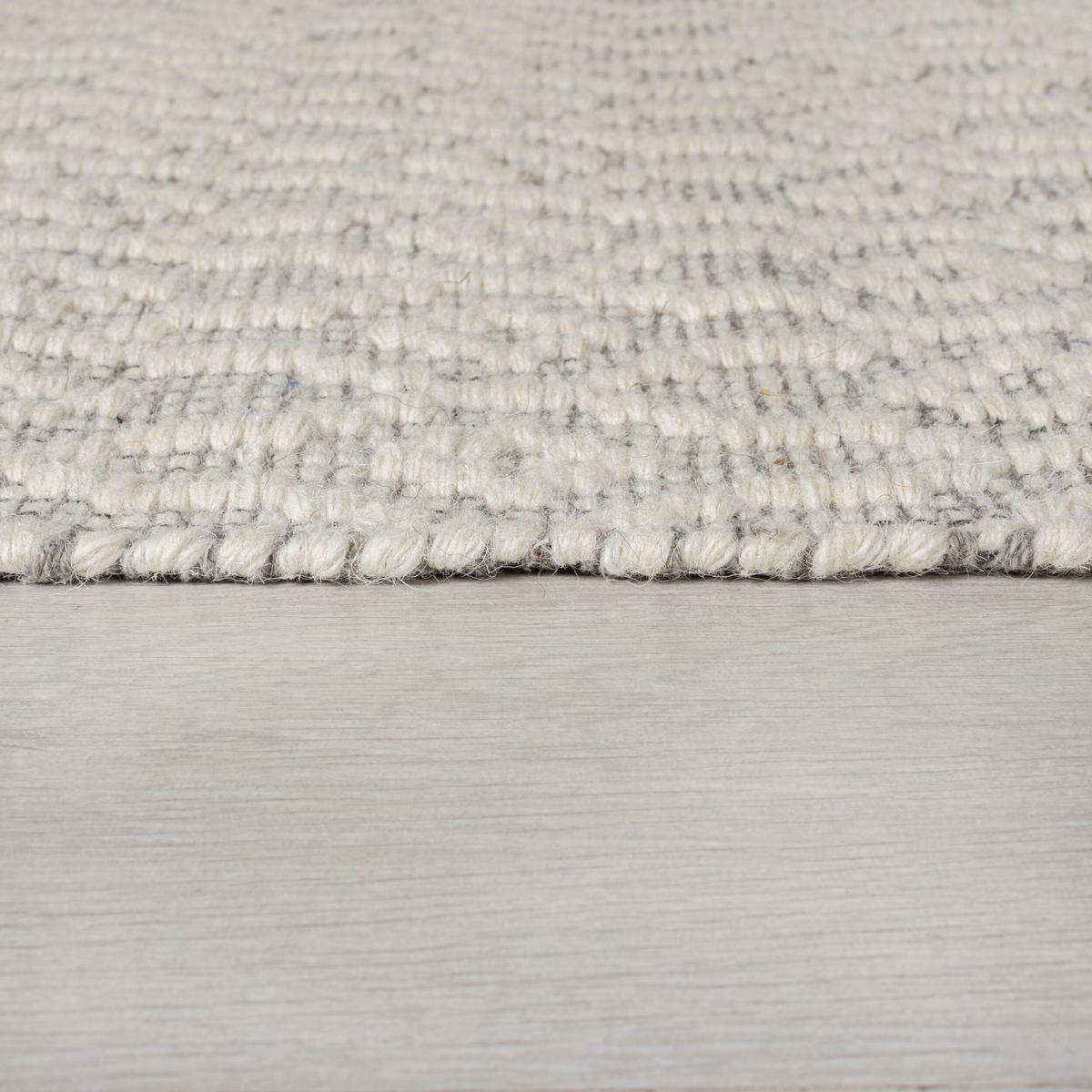 WOLLTEPPICH handgewebt ROTHER, mit Diamant Muster, Hellgrau, 80 x 150 cm - Grau, Textil (150/80cm) - KADIMA DESIGN