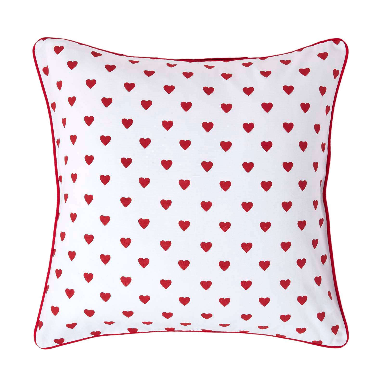 KISSENHÜLLE Herzen 60/60 cm, 100% Baumwolle - Rot, Textil (60/60cm) - Homescapes