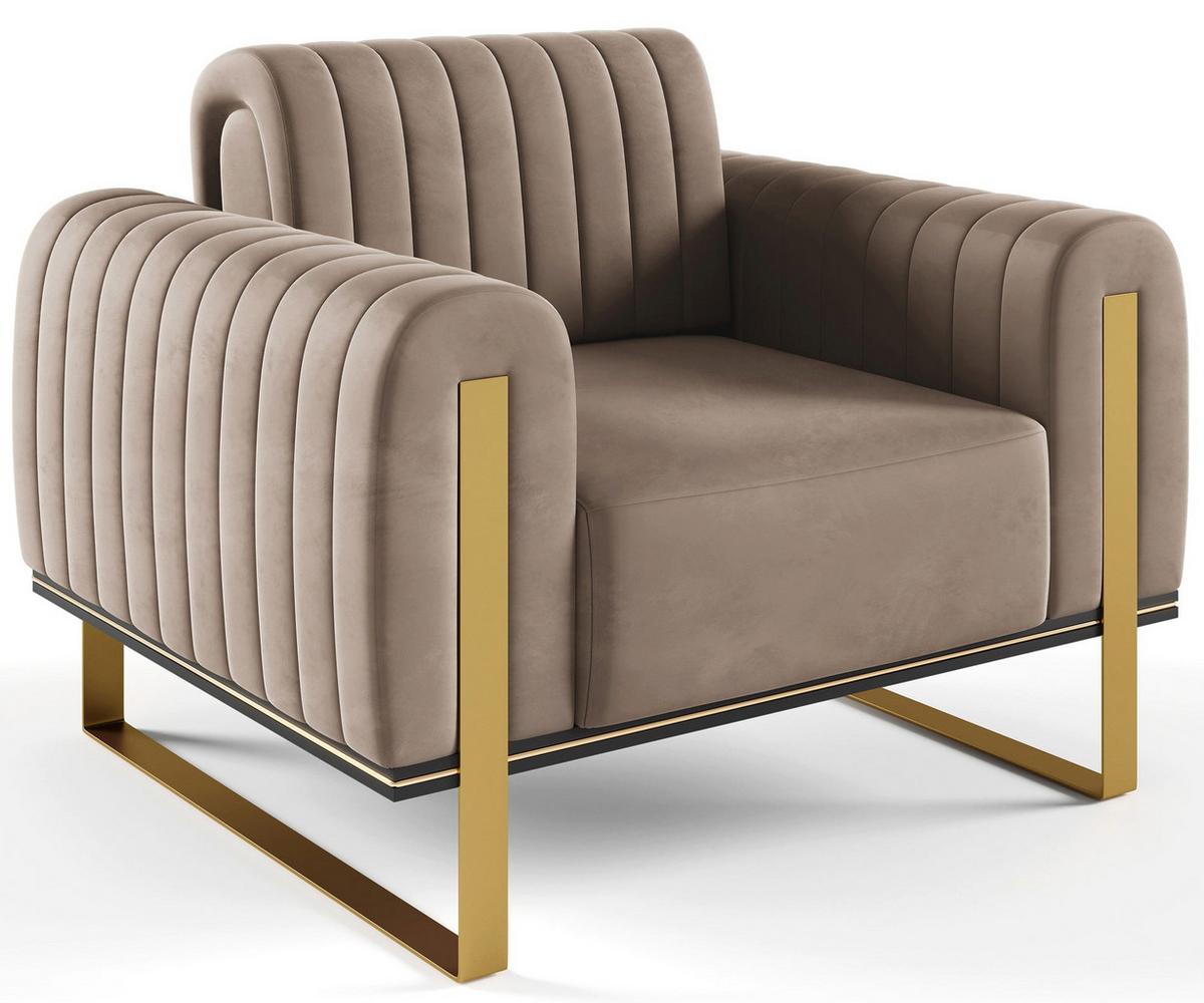 SESSEL Parissa 106 cm - Beige/Goldfarben, Holz/Metall (106/79/92cm) - Selsey