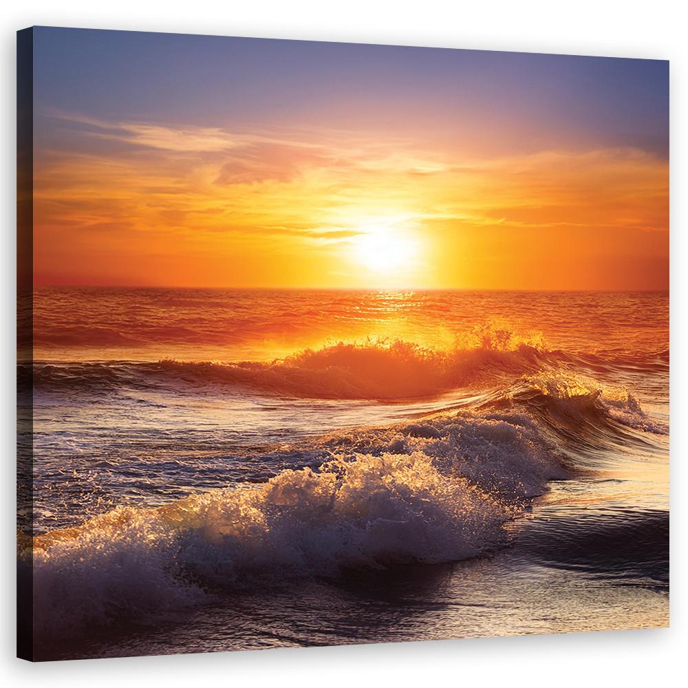 WANDBILD meer welle natur - Orange, Textil (40/40cm) - Feeby