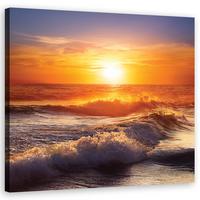 WANDBILD meer welle natur - Orange, Textil (50/50cm) - Feeby