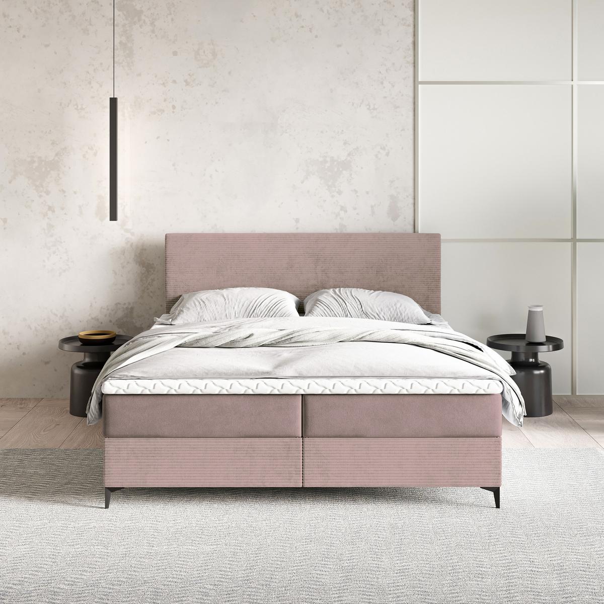 BOXBETT TORREL 180x200 cm mit Matratze und Topper - Rosa - Rosa, Holz (180/200cm) - MASSENO