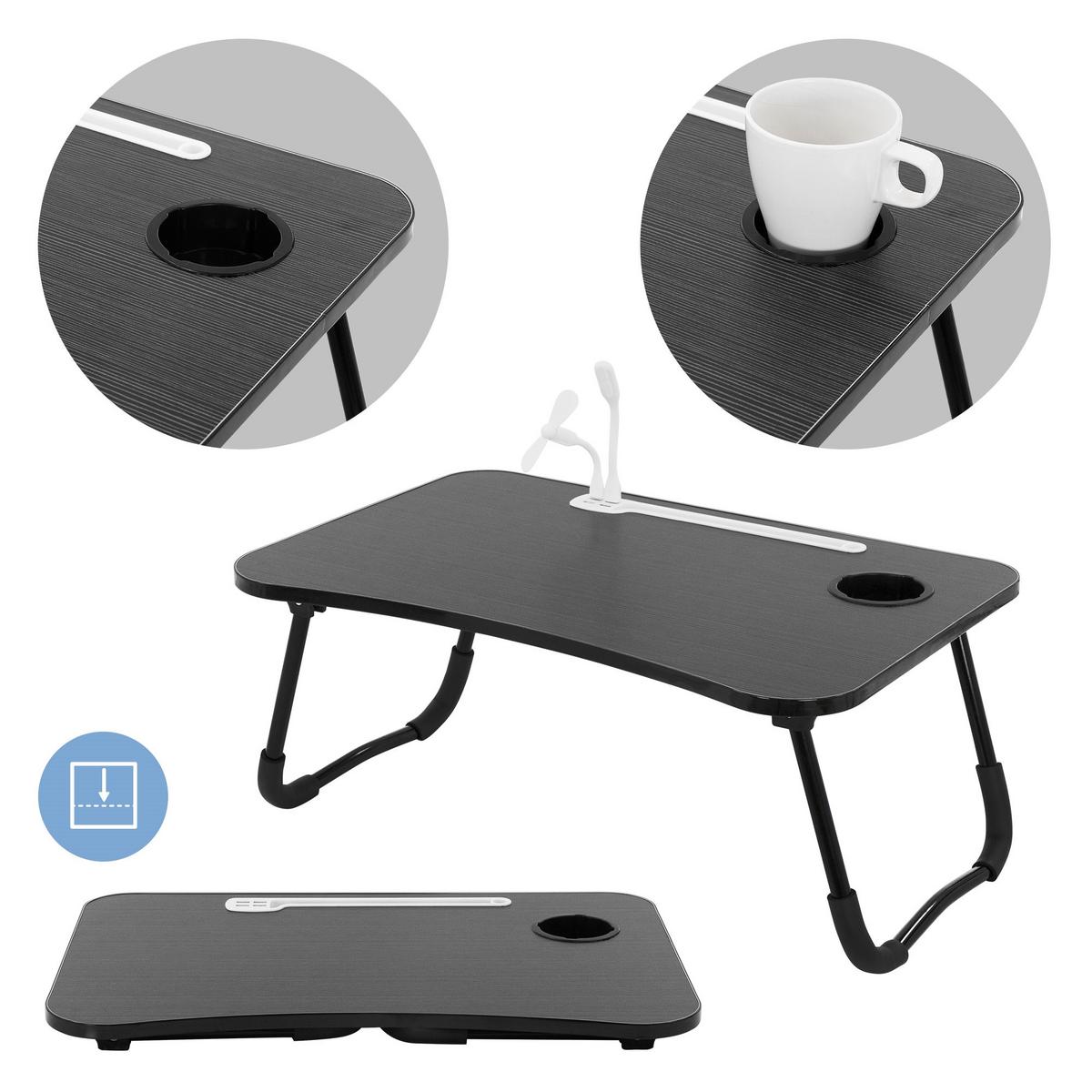 LAPTOPTISCH Schwarz 60x40 cm klappbar - Schwarz, Holzwerkstoff (60/40/25cm) - ML-DESIGN