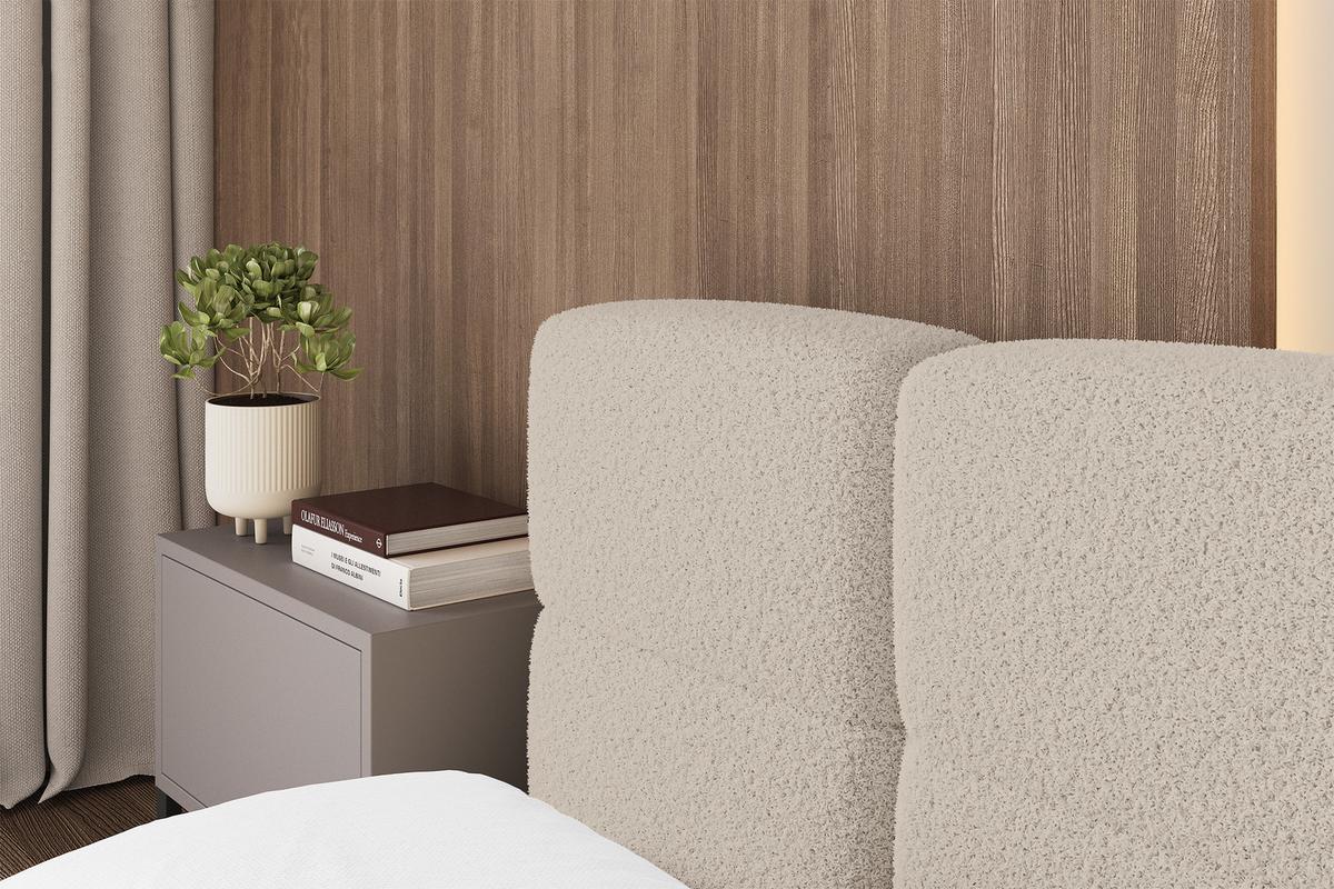 POLSTERBETT mit Bettkasten und Lattenrost, Bett mit Matratze H3/H4, Kopfteil, Boxbett, Doppelbett mit Stauraum - NATA-v1 140x200 Dunkelbeige - Hellbraun, Holzwerkstoff/Textil (140/200cm) - ALTDECOR