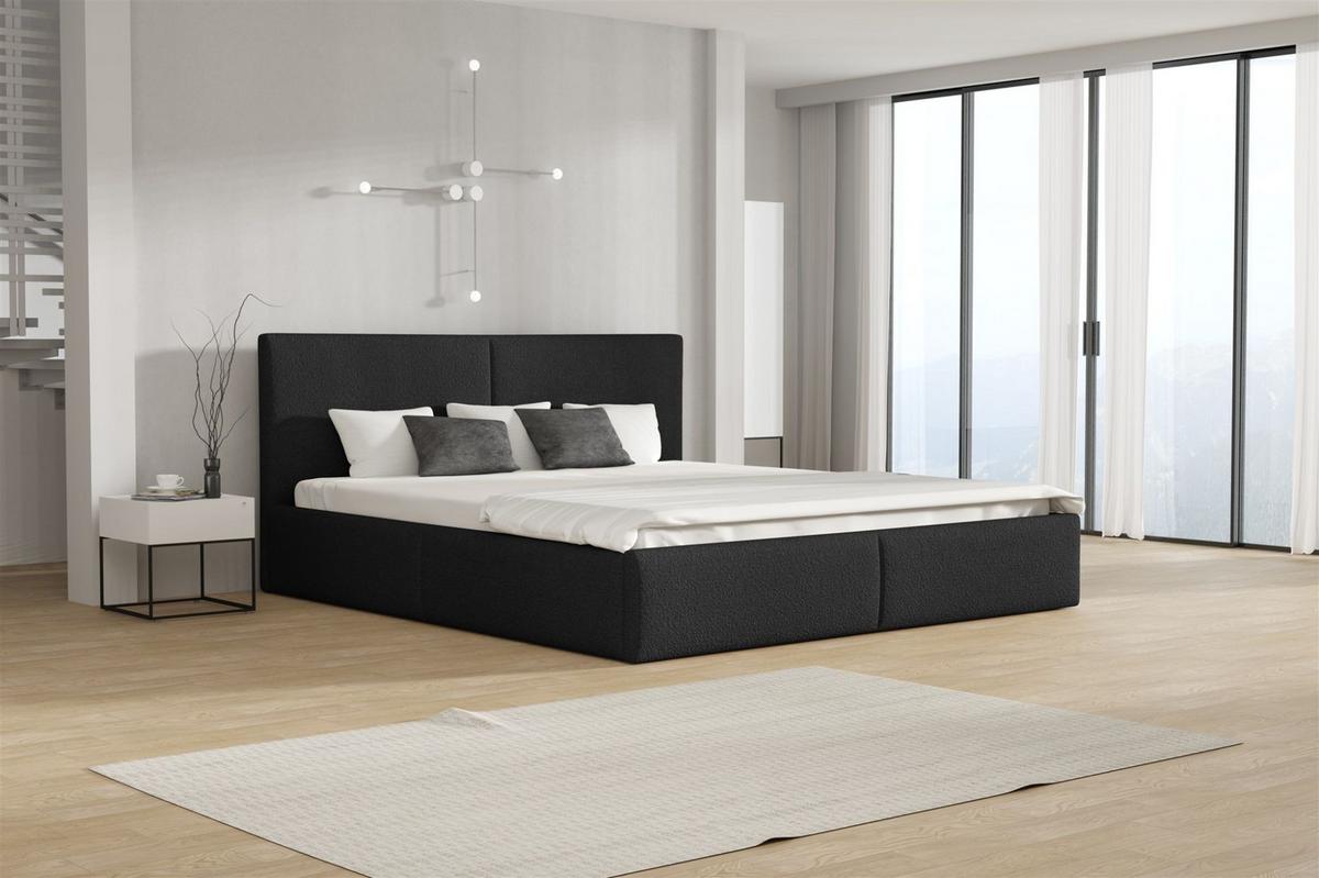 POLSTERBETT Bergen Freya Komplett - Schwarz, Holzwerkstoff/Textil (120/200cm) - Fun Möbel