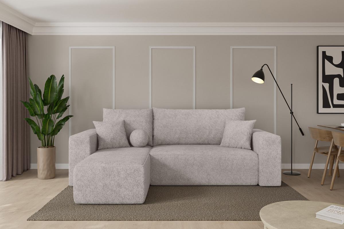 ECKSOFA mit Schlaffunktion Ottomane Links SENO-L 249x139x85 Hellgrau Velours - Hellgrau/Schwarz, Holzwerkstoff/Kunststoff (249/139cm) - ALTDECOR
