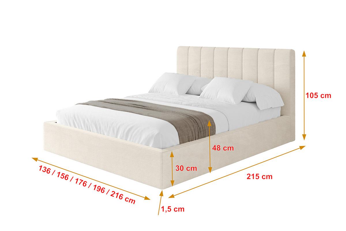 POLSTERBETT mit Bettkasten und Lattenrost, Boxbett ohne Matratze - STERA 160x200 Beige - Sandfarben, Holzwerkstoff/Textil (160/200cm) - ALTDECOR