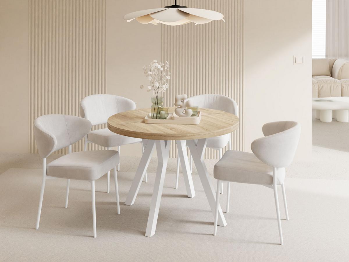 ESSTISCH Twixy XXL groß rund oval ausziehbar, Eiche Hell Braun 100-300/100/76 cm - Weiß/Sonoma Eiche, Holz/Holzwerkstoff (100/300/76cm) - WFL GROUP
