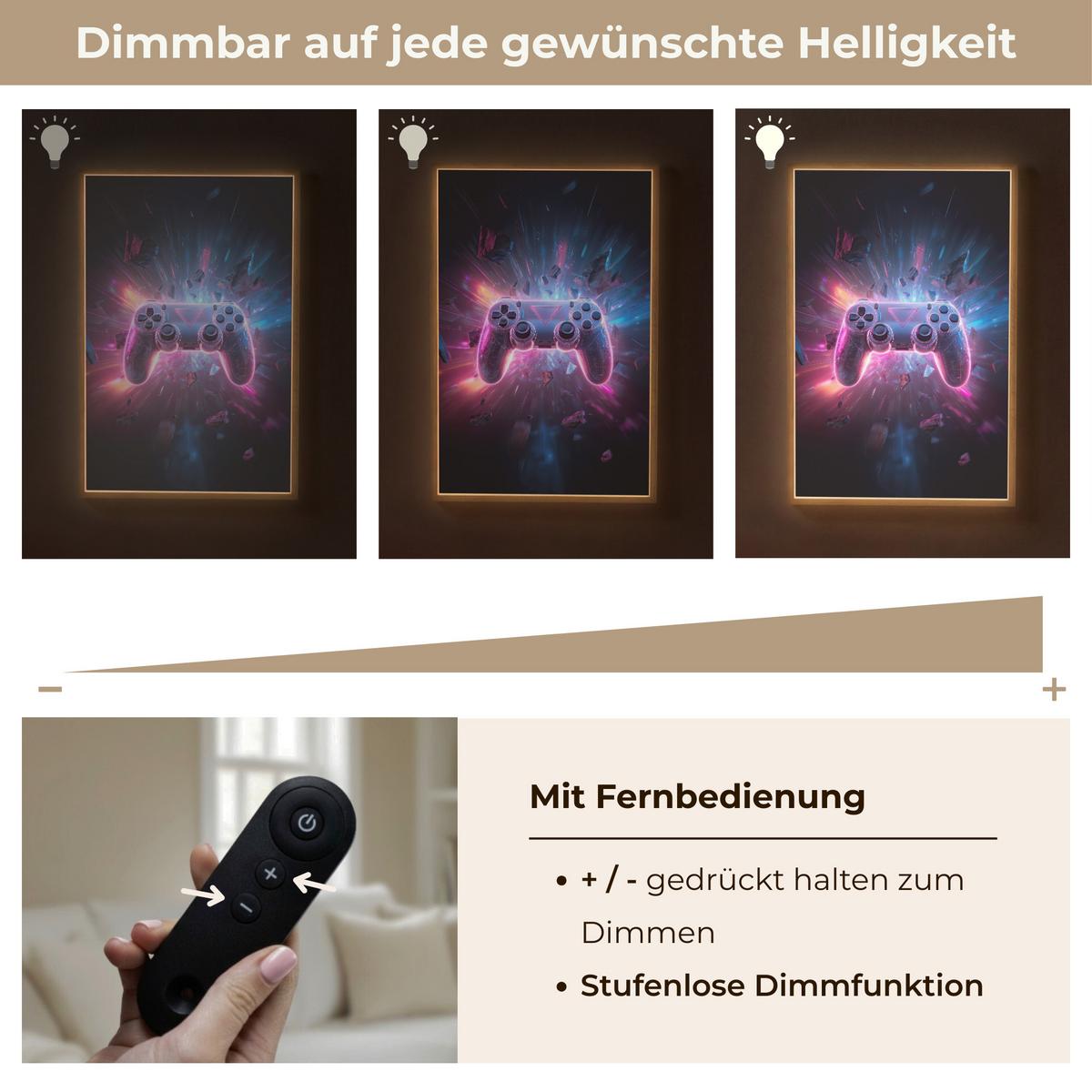 WANDLEUCHTE MIT AKKU Controller - Neon - Explosion - Abstrakt 60x90 cm - Violett, Holzwerkstoff (60/90/8cm) - OnlyWow