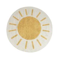 KURZFLOR-TEPPICH Beige 140 cm Baiker - Beige/Gelb, Textil (140/140cm) - Beliani