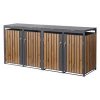 MÜLLTONNENBOX 4er Anthrazit-Holzoptik - Graubraun, Metall (264/120/80cm) - ML-DESIGN
