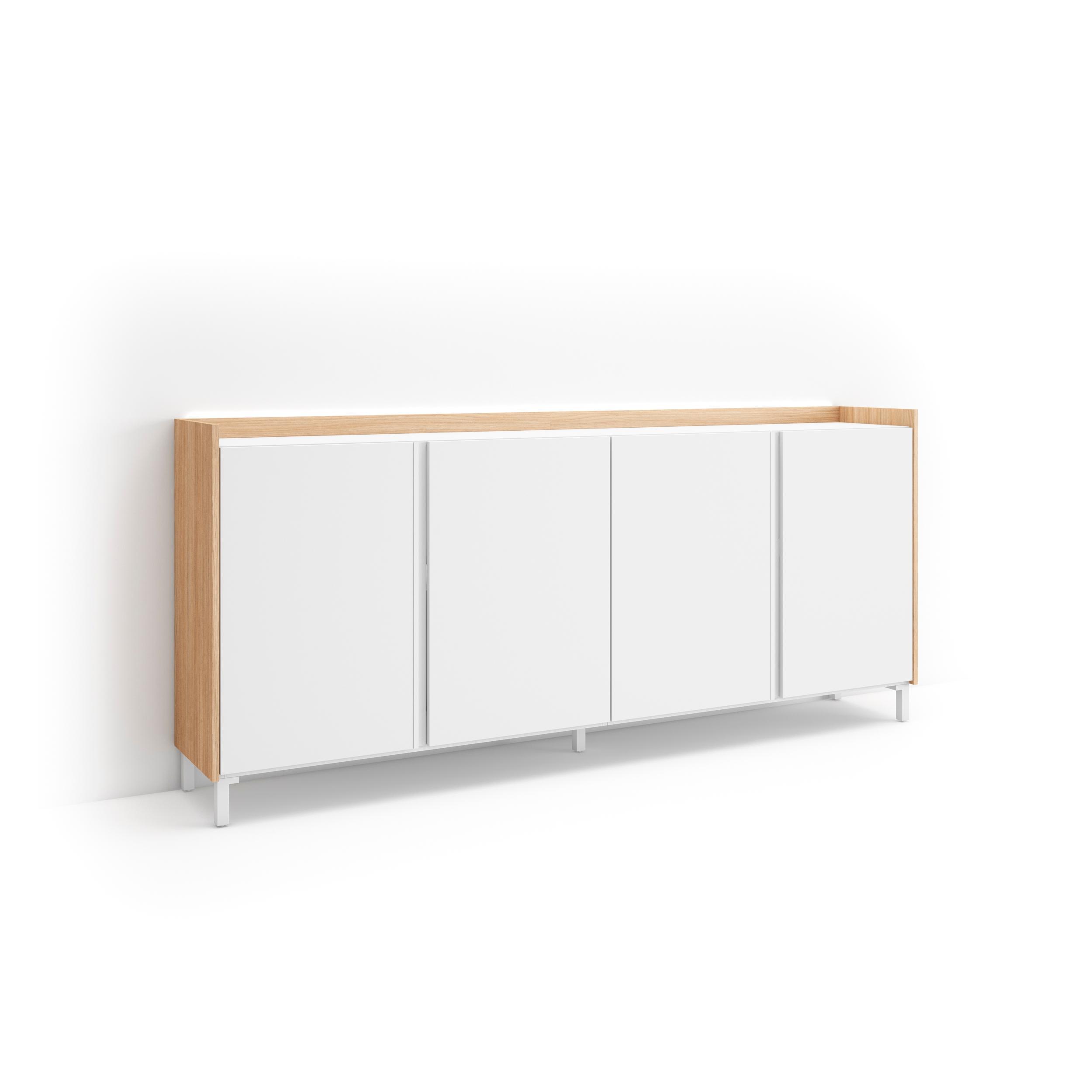 SIDEBOARD, Weiß und Eiche, 207/35/91cm, mit Beinen - Weiß, Holzwerkstoff (207/91/35cm) - Skraut Home