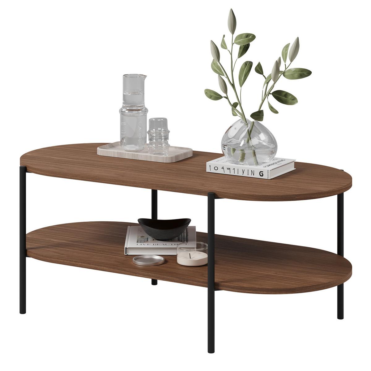 COUCHTISCH Carlo mit Metallfüße 110×50 cm, Walnuss - Walnussfarben, Holzwerkstoff (50/110/46cm) - Beautysofa