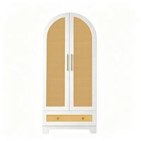 KLEIDERSCHRANK Doppeltüren Kunstrattan Weiß mit Schubladen - Weiß, Holzwerkstoff (70/170/55cm) - Urban Meuble