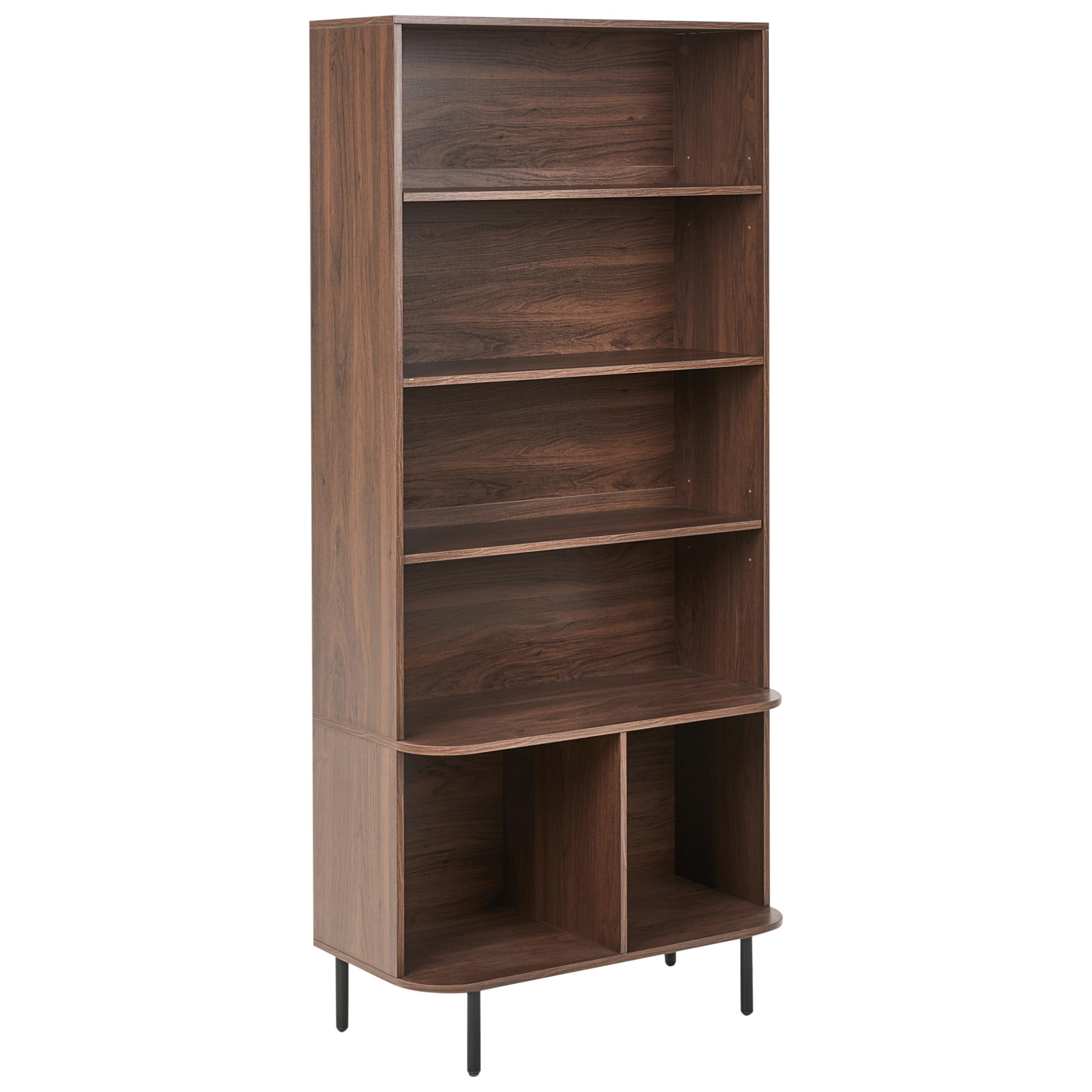 BÜCHERREGAL mit 6 Ebenen 180 cm Dunkelbraun Bradley - Dunkelbraun, Holzwerkstoff (80/180/40cm) - Beliani