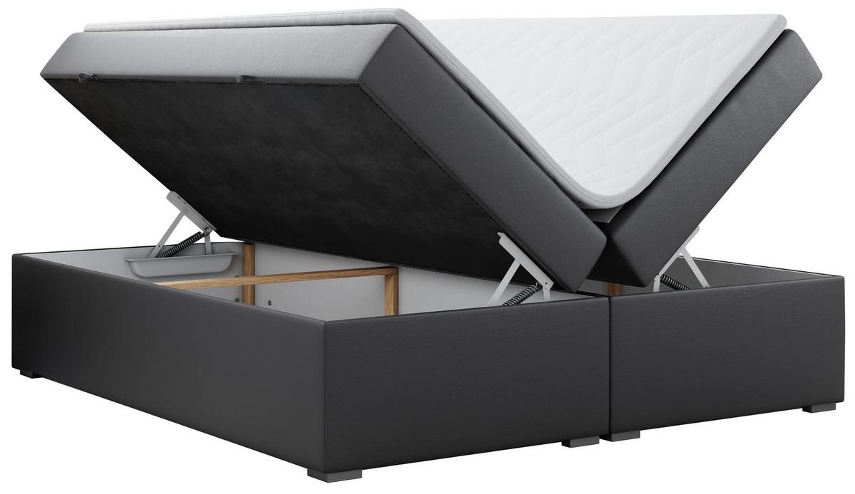 BOXBETT BESS 180/200 Dunkelgrau Kunstleder - H3 - Dunkelgrau, Holz/Textil (180/200cm) - MKS