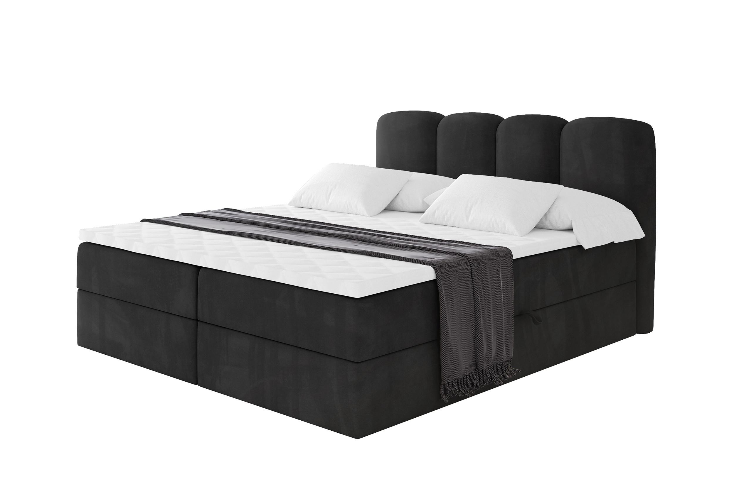 BOXBETT mit Matratze H4 und Lattenrost - NINA - 120x200 cm Casablanca - Schwarz - Schwarz Hochglanz, Holzwerkstoff (120/200cm) - ALTDECOR