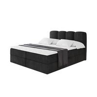 BOXBETT mit Matratze H4 - NINA - 180x200 cm - Schwarz - Schwarz Hochglanz, Holzwerkstoff (180/200cm) - ALTDECOR