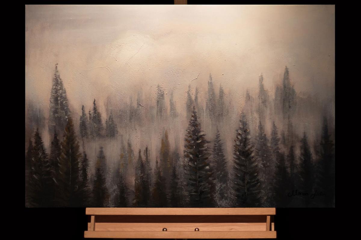 ACRYLBILD HANDGEMALT 90/60 cm - Weiß/Grün, Holz/Textil (90/60cm) - KUNSTLOFT