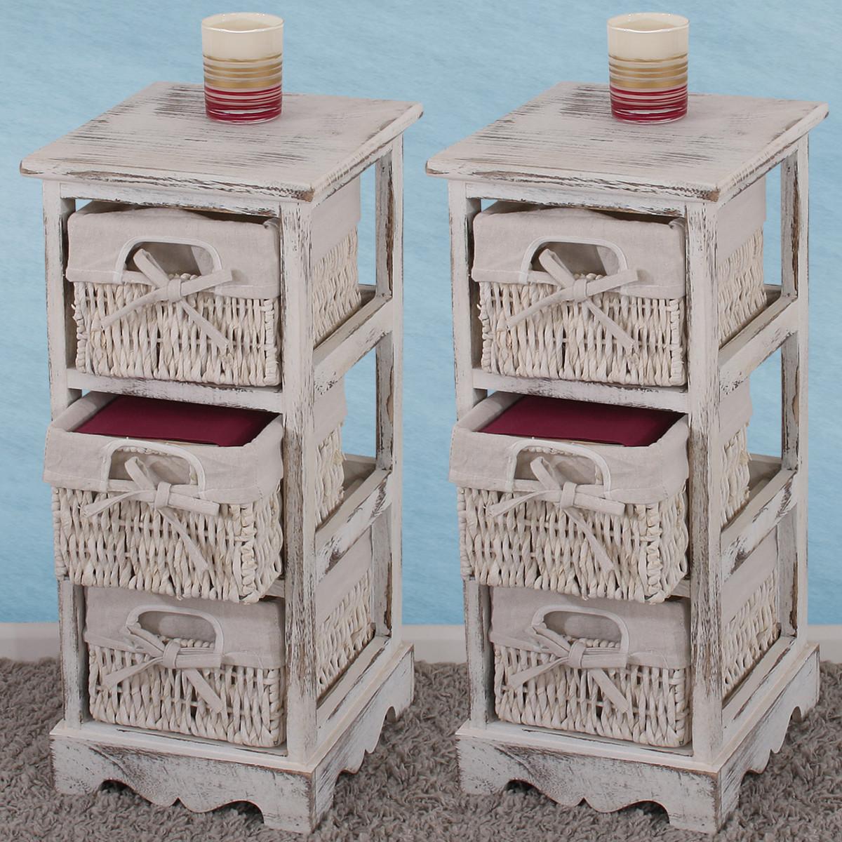 KOMMODE MIT 3 KORBSCHUBLADEN 2ER-SET Weiß - Weiß, Holz (25/58/28cm) - MCW