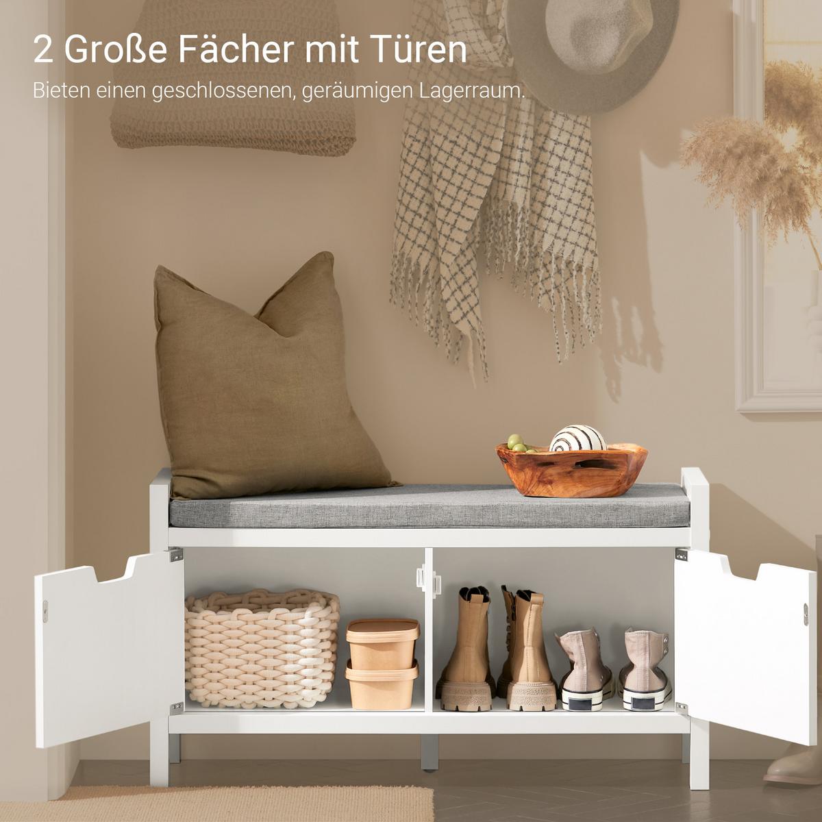 SCHUHBANK Weiß - Weiß, Holzwerkstoff (91/50/30cm) - SoBuy
