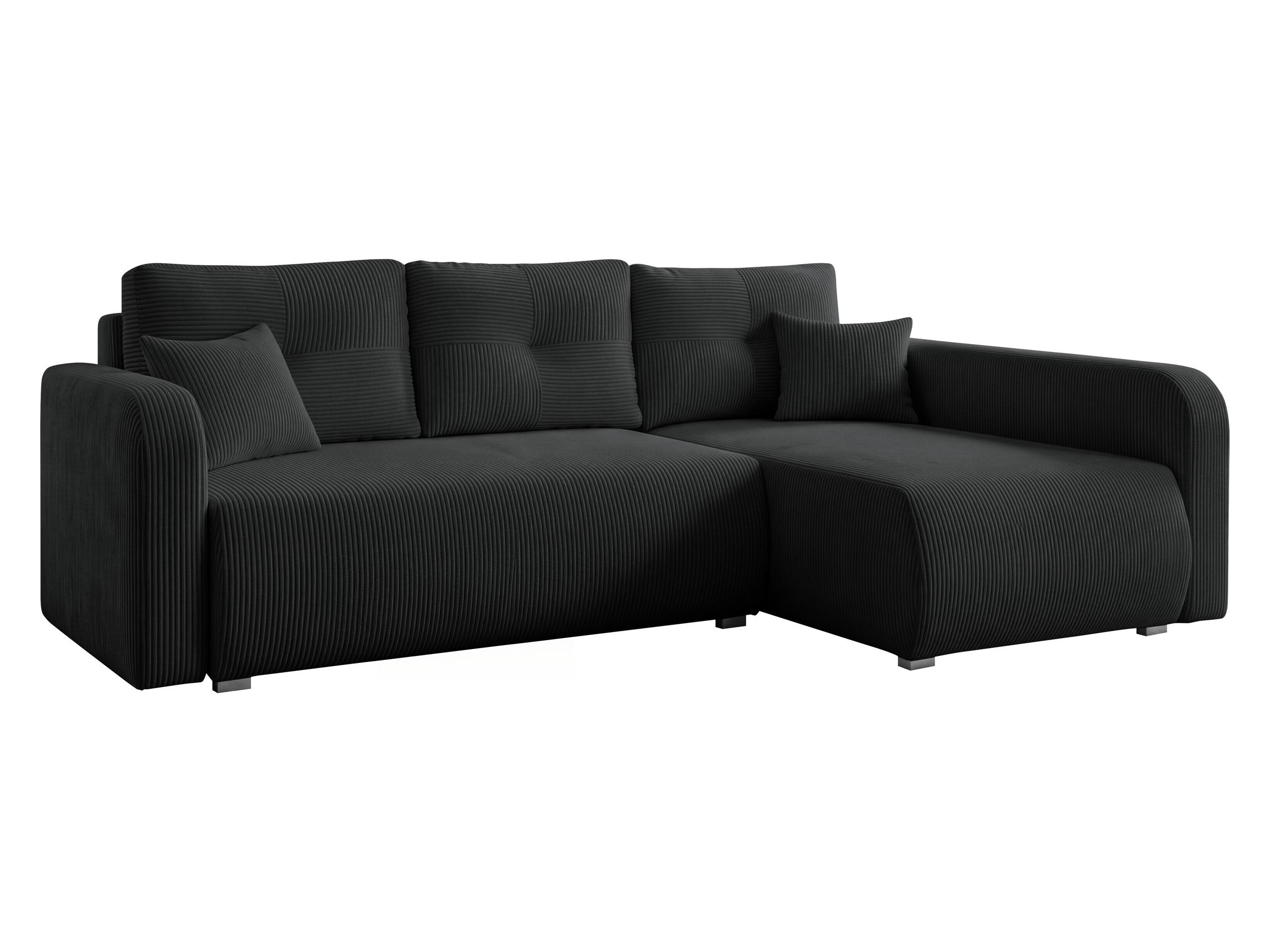 ECKSOFA Viena Cord, Seite: Rechts - Silberfarben/Schwarz, Holz/Kunststoff (234/145cm) - MIRJAN24