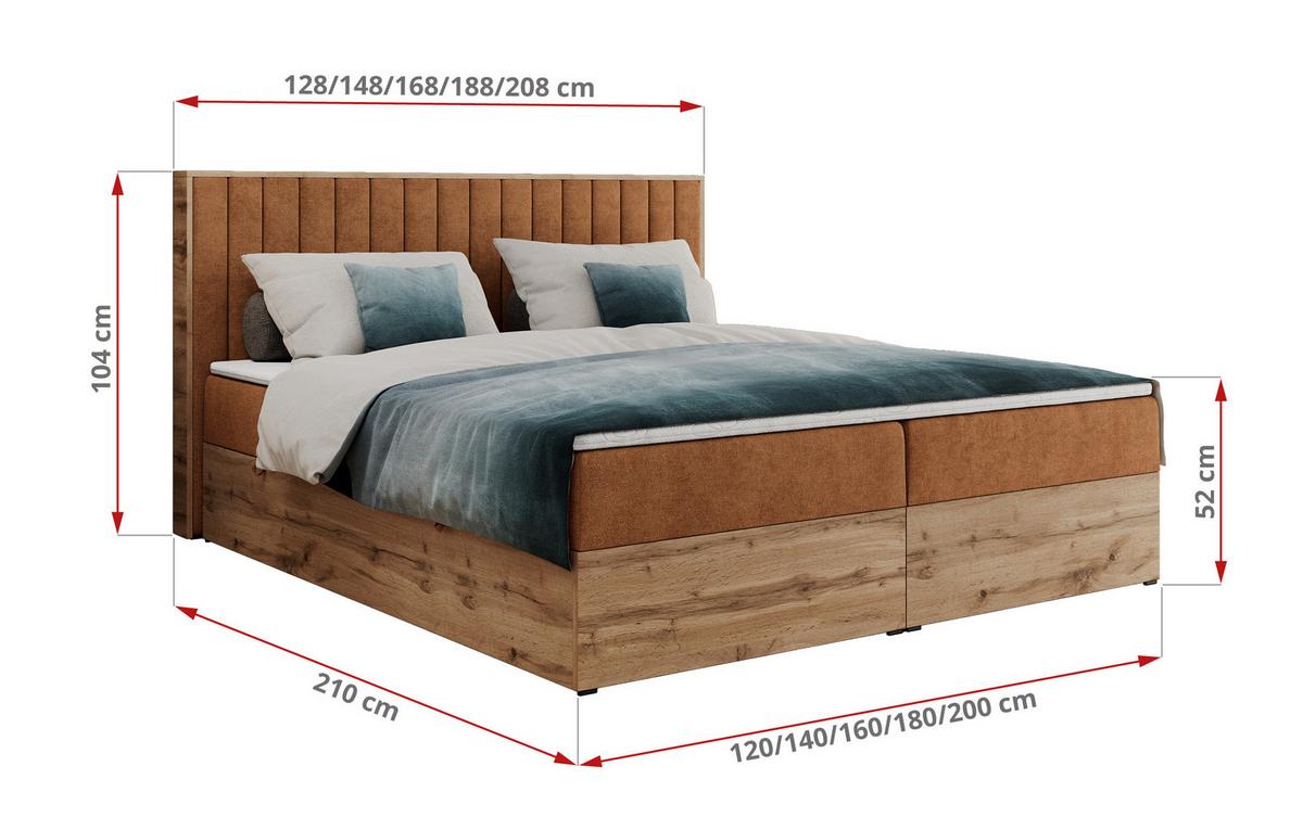 BOXBETT ALBERO 4 - 140/200 Orange Struktur - H3 - Orange, Holz/Textil (140/200cm) - MKS