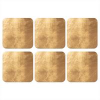 GLASUNTERSETZER 6er-Set Licht fällt auf eine goldene Wand 10x10 cm - Goldfarben, Naturmaterialien (10/0.2cm) - MuchoWow