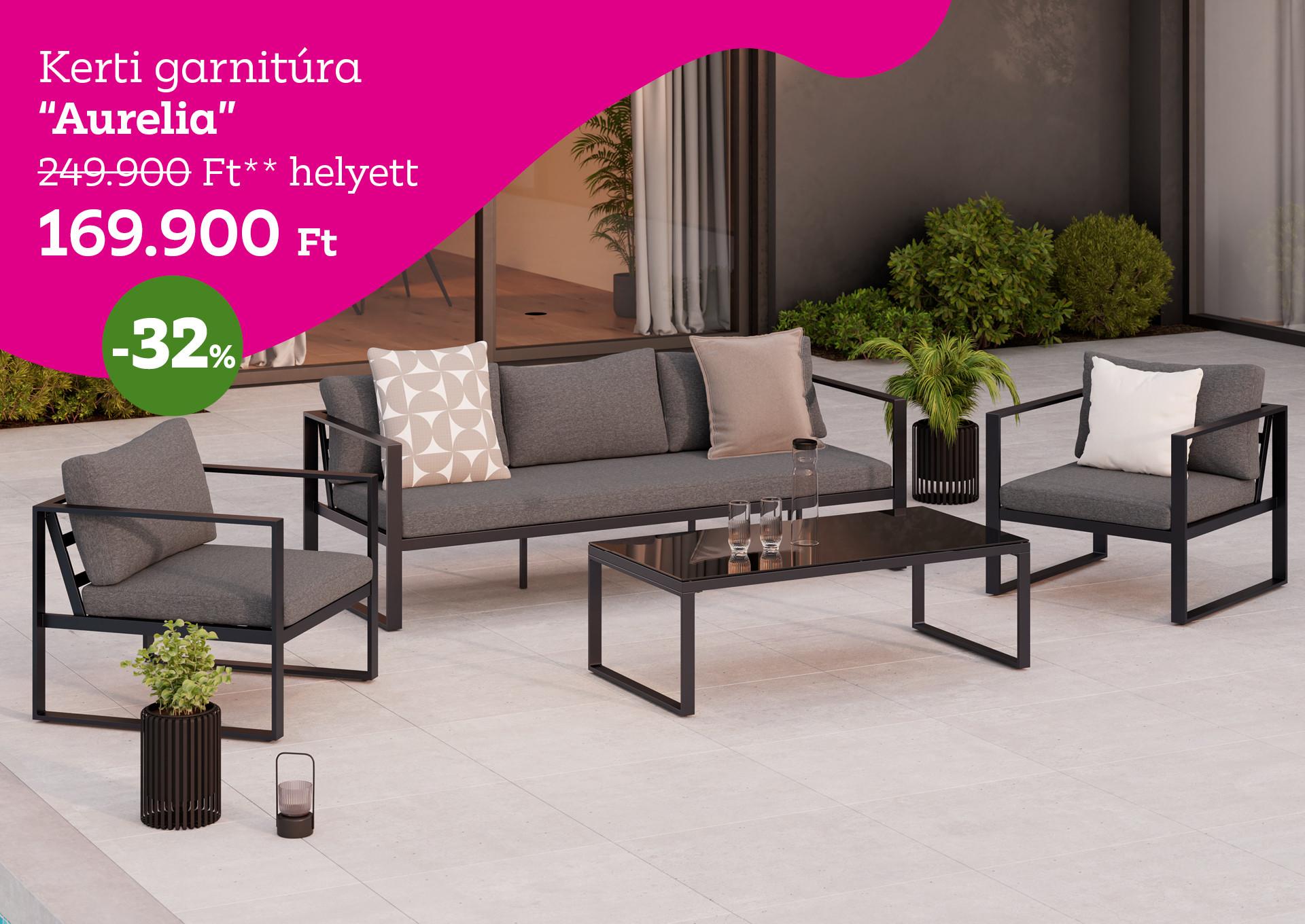 Kerti garnitúra AURELIA 249900 Forint helyett 169900 Forint, kedvezmény mértéke 32%