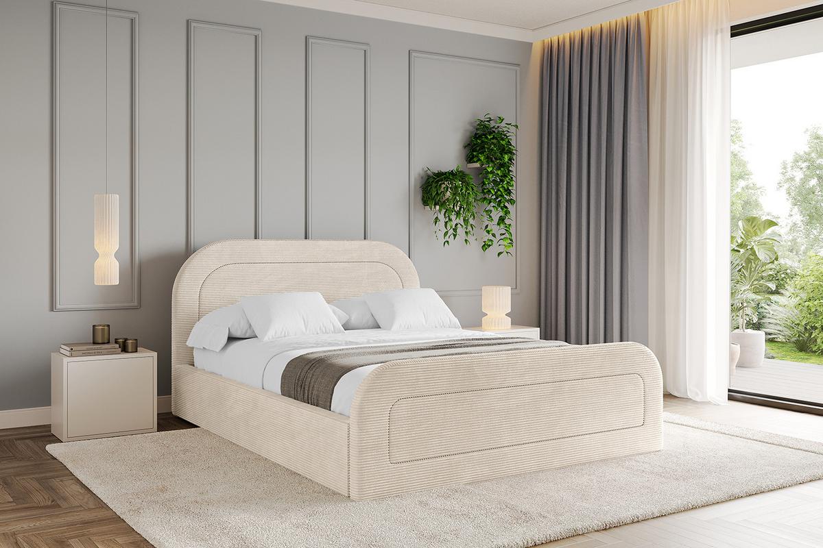 POLSTERBETT mit Bettkasten, Fußteil und Lattenrost, Boxbett ohne Matratze - LERAY-Z 120x200 Beige - Creme, Holzwerkstoff/Textil (120/200cm) - ALTDECOR