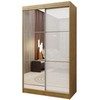 SCHWEBETÜRENSCHRANK VITALE 120/216/61 cm 2-türig mit Spiegel Eiche Artisan - Weiß/Eiche Artisan, Holzwerkstoff (120/216/61cm) - MASSENO