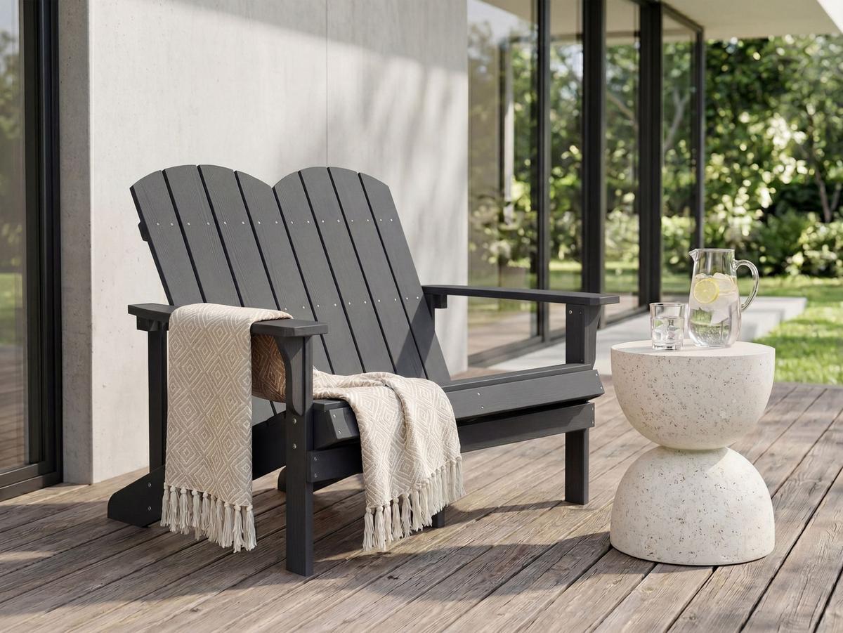 GARTENBANK 125 cm Dunkelgrau Adirondack - Dunkelgrau/Grau, Kunststoff (125/91/73cm) - Beliani