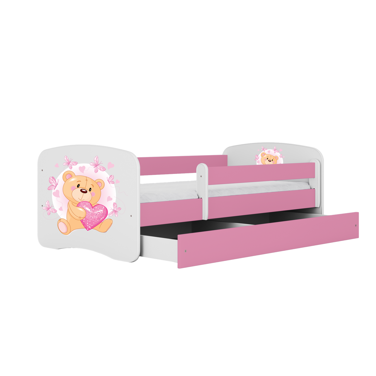 KINDERBETT Schmetterlingsbär mit Schublade 180/80 90/61/184 - Rosa, Holzwerkstoff (80/180cm) - RAUMHIRSCH FURNITURE