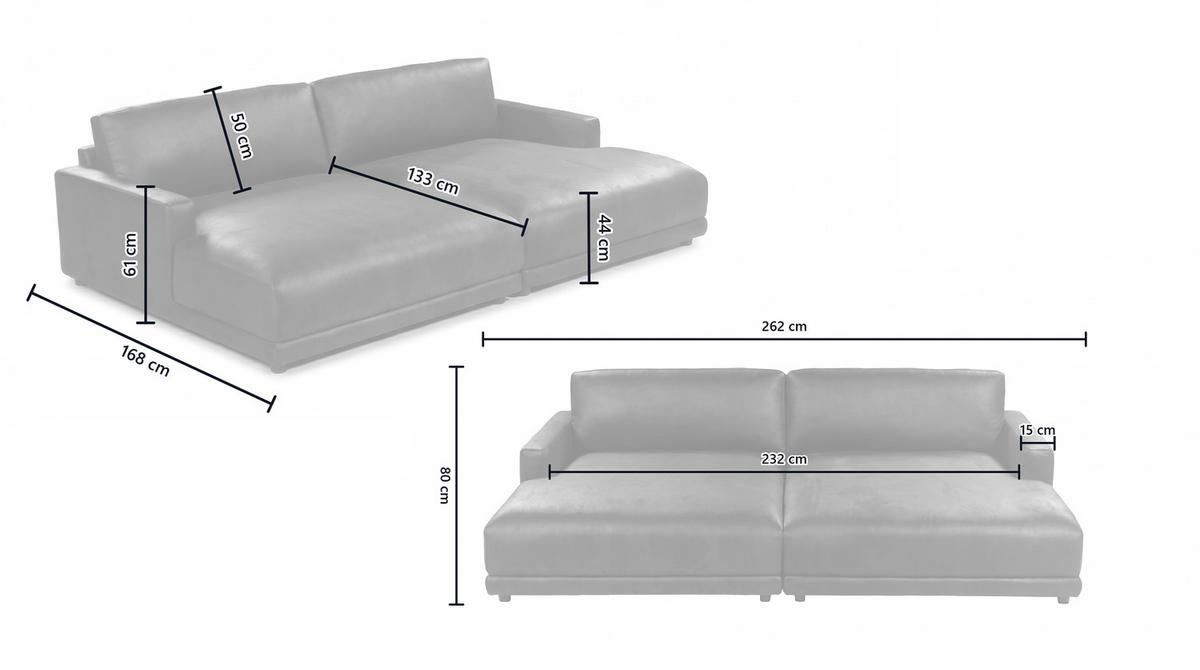 BIG SOFA MARLIN Beige Bouclé - Beige/Schwarz, Kunststoff/Textil (262/80/168cm) - KAWOLA