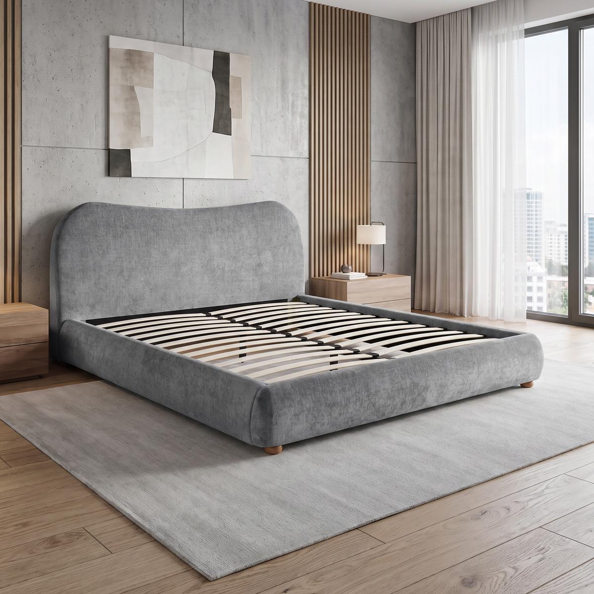 POLSTERBETT Sonho, Doppelbett 160x200 cm ohne Matratze, Chenille-Stoff, Grau - Grau, Textil (160/200cm) - Beautysofa